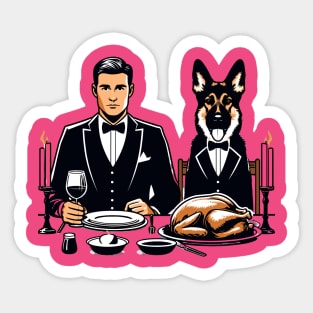 Gentleman And German Shepherd Thanksgiving Sticker